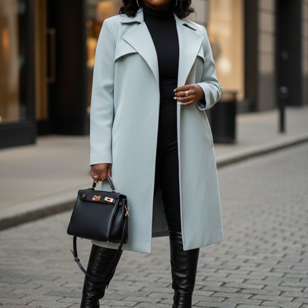 MURAL Sage Green Lightweight Open Front Trench Coat - Size S